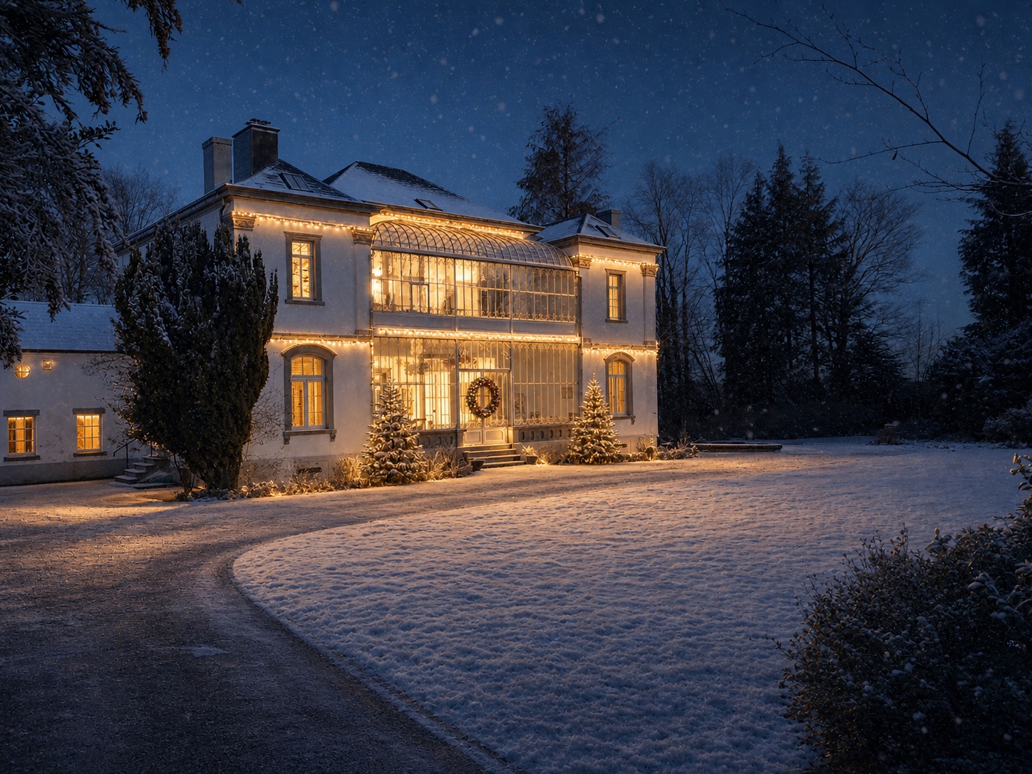 Le Manoir des Sarts décoré pour un séjour de Noël féerique